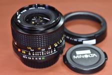 MINOLTA NEW MD 28mm F2.8 純正フード付【カメラ女子に絶大な人気のオールドレンズ】