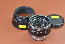 Nippon Kogaku NIKKOR-H 5cm F2 Black 純正メタルフード付(US PAT. J.PAT.PEND刻印あり)【Nikon Sマウントレンズ】※キレイな物をお探しの方必見!