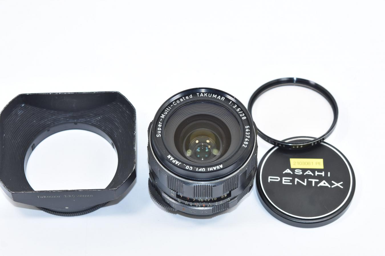 PENTAX Super-Multi-Coated TAKUMAR 28mm F3.5 純正メタルフード ...